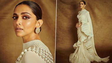 Cannes 2022: Deepika Padukone Looked Divine in a Off-White Ruffle Saree She Wore for Her Last Day at the Festival (View Pics)